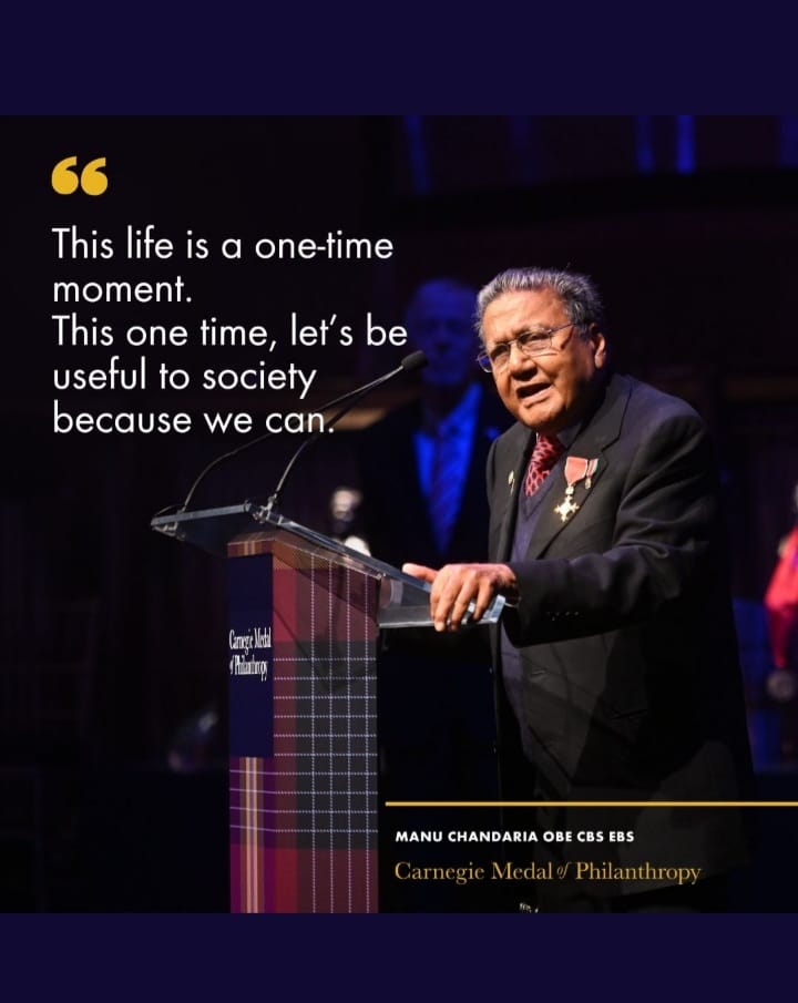 Dr Manu Chandaria awarded 2022 Carnegie Medal of Philanthropy