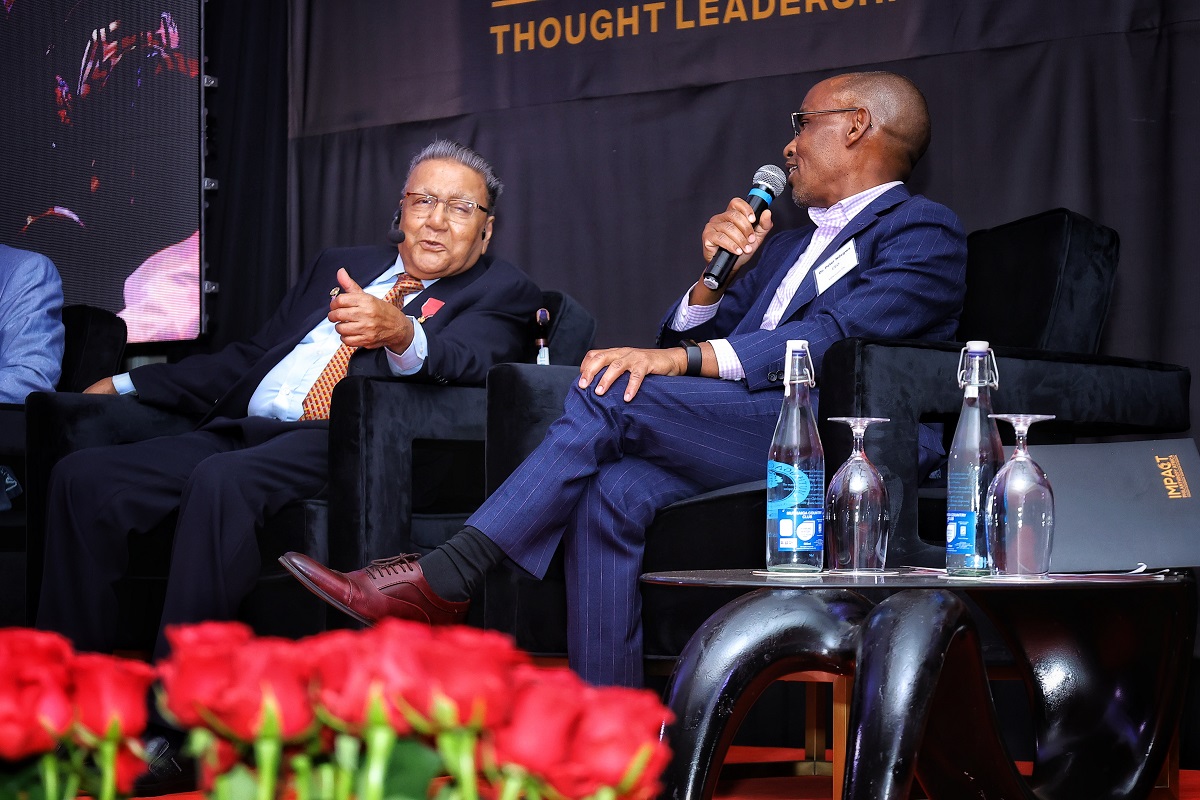 Peter Ndegwa, CEO of Safaricom interacting with Dr Manu on the panel discussion